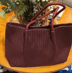 Lulu Dharma deep burgundy wine color tote